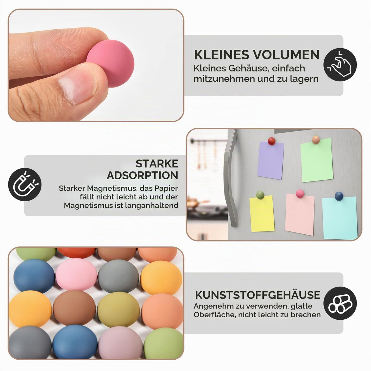 24 Stück Kühlschrankmagnete, 12 Farben Niedlich Mini Magnete