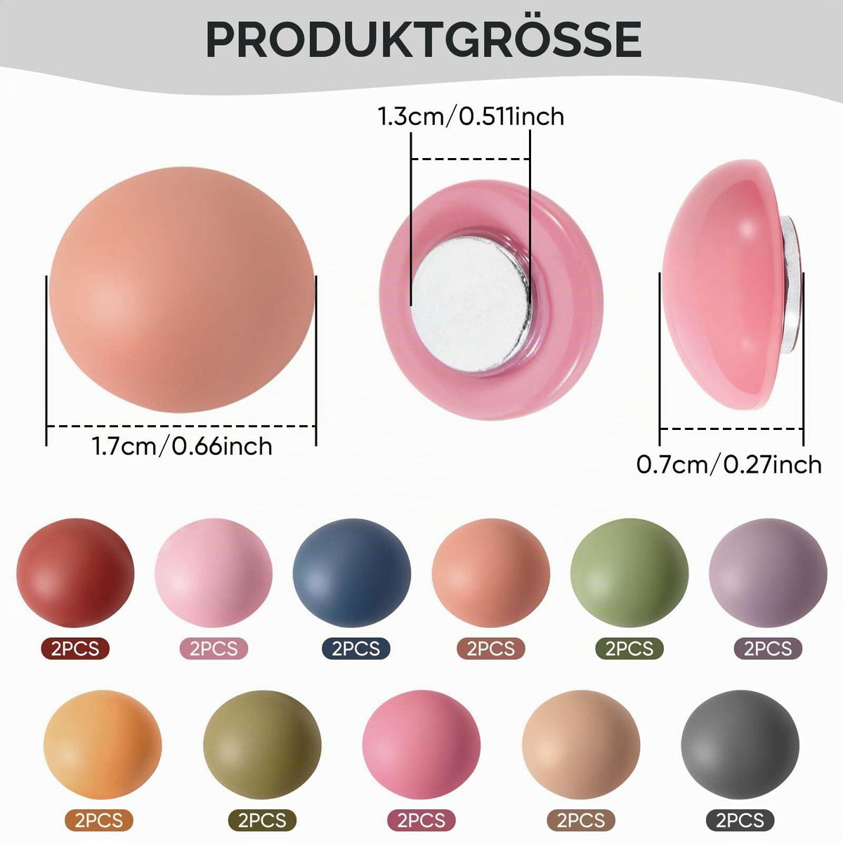 24 Stück Kühlschrankmagnete, 12 Farben Niedlich Mini Magnete
