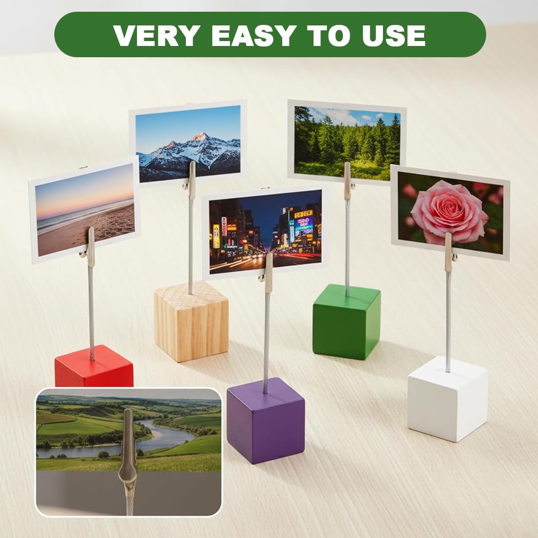 10 Stück Fotohalter mit Klammern, Tischkartenhalter Clip aus Holz, Kartenständer für Hausdekoration, Party und Büro, Elegante Präsentation