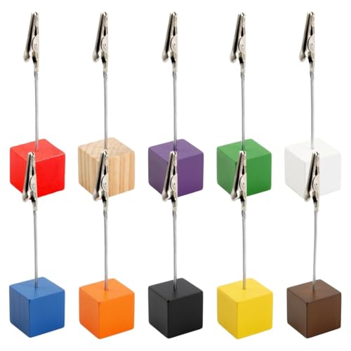 10 Stück Fotohalter mit Klammern, Tischkartenhalter Clip aus Holz, Kartenständer für Hausdekoration, Party und Büro, Elegante Präsentation