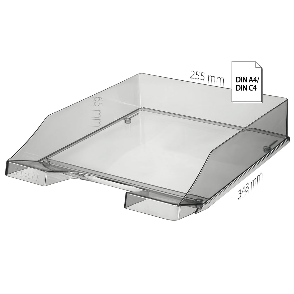 HAN Briefablage KLASSIK TRANSPARENT, 6 STÜCK, moderne, transparente und stapelbare Ablage im frischen Design bis Format A4/C4, 1026-X-29, transparent-rot