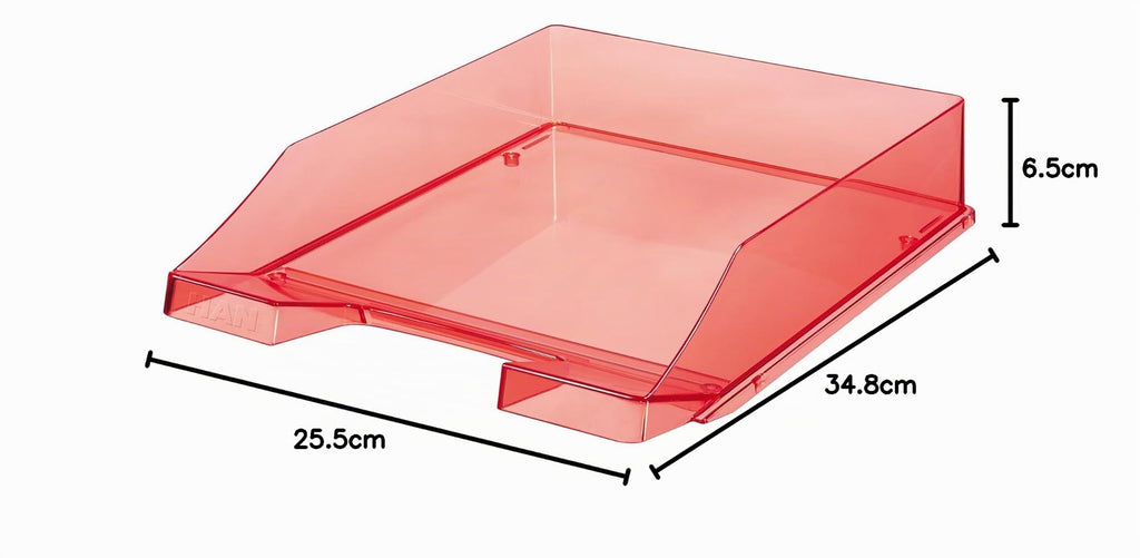 HAN Briefablage KLASSIK TRANSPARENT, 6 STÜCK, moderne, transparente und stapelbare Ablage im frischen Design bis Format A4/C4, 1026-X-29, transparent-rot