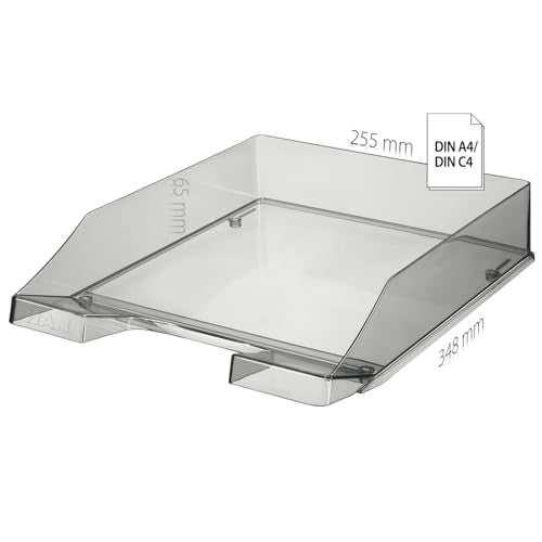 HAN Briefablage KLASSIK TRANSPARENT, 6 STÜCK, moderne, transparente und stapelbare Ablage im frischen Design bis Format A4/C4, 1026-X-29, transparent-rot