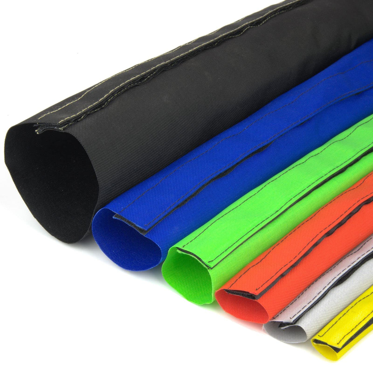 Meterware Kabelschlauch/Nylon-Gewebeschlauch mit Klettverschluss Ø 50mm schwarz ** Viele Größen & Farben *** Kabelschutz Schutz Schlauch Hitze Abrieb