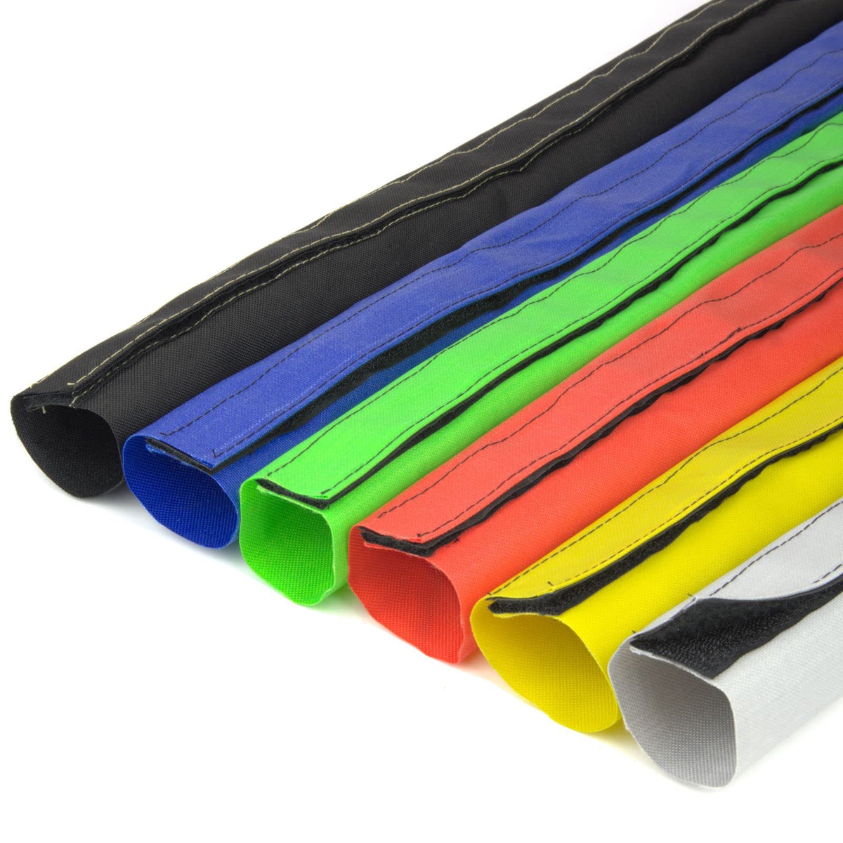 Meterware Kabelschlauch/Nylon-Gewebeschlauch mit Klettverschluss Ø 50mm schwarz ** Viele Größen & Farben *** Kabelschutz Schutz Schlauch Hitze Abrieb