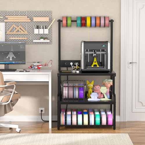 Homieasy 3D-Druckertisch mit Rollen & Ladestation, Schwarz