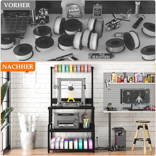 Homieasy 3D-Druckertisch mit Rollen & Ladestation, Schwarz