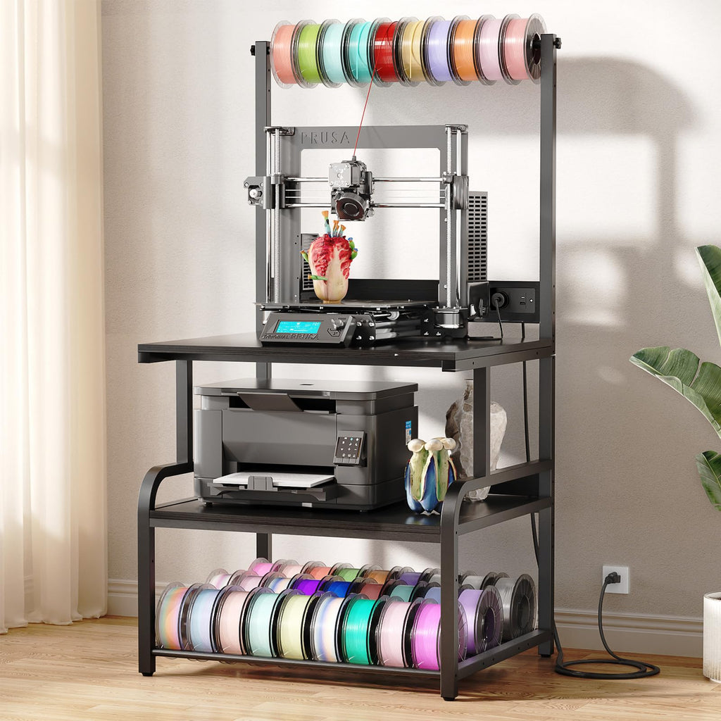 Homieasy 3D-Druckertisch mit Rollen & Ladestation, Schwarz