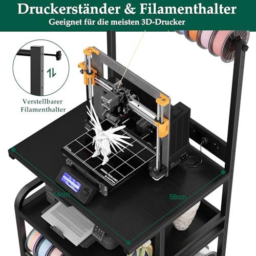 Homieasy 3D-Druckertisch mit Rollen & Ladestation, Schwarz