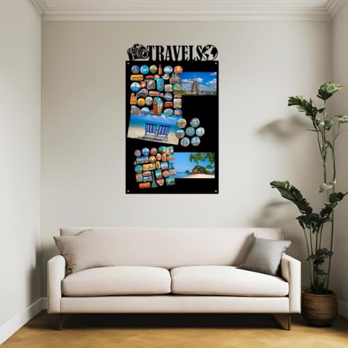 Magnettafel - Magnetische Pinnwand 79x49 cm - aus Stahl - ideal für Magnete und Notizen - magnetisches Whiteboard - beschreibbare Tafel - inkl. Montageset - Schwarz