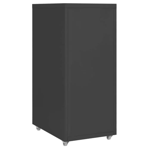 Aktenschrank mit 6 Schubladen Anthrazit - Mobiler Metall-Büroschrank mit Rollen, 28x41x69 cm