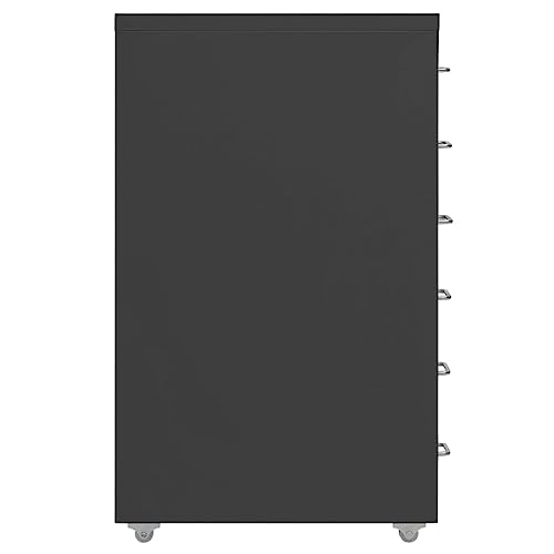 Aktenschrank mit 6 Schubladen Anthrazit - Mobiler Metall-Büroschrank mit Rollen, 28x41x69 cm