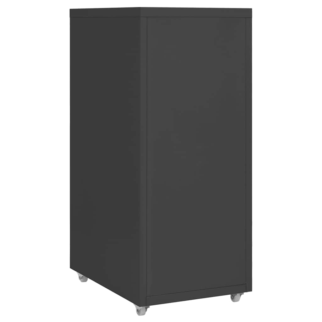 Aktenschrank mit 6 Schubladen Anthrazit - Mobiler Metall-Büroschrank mit Rollen, 28x41x69 cm
