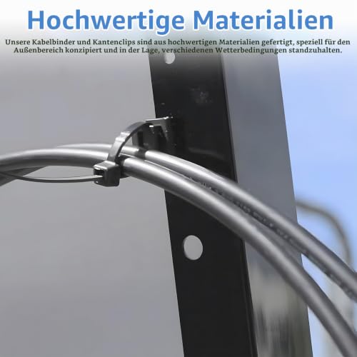 Kabelbinder mit Clip Kabelbinderhalter - 20X PV Kabelbinder UV Beständig mit Clip, Kabelbinder mit Randclip, Kabel binder mit Clip, für Solar Befestigungsclip, Solarmontageclip, Photovoltaik 20 CM