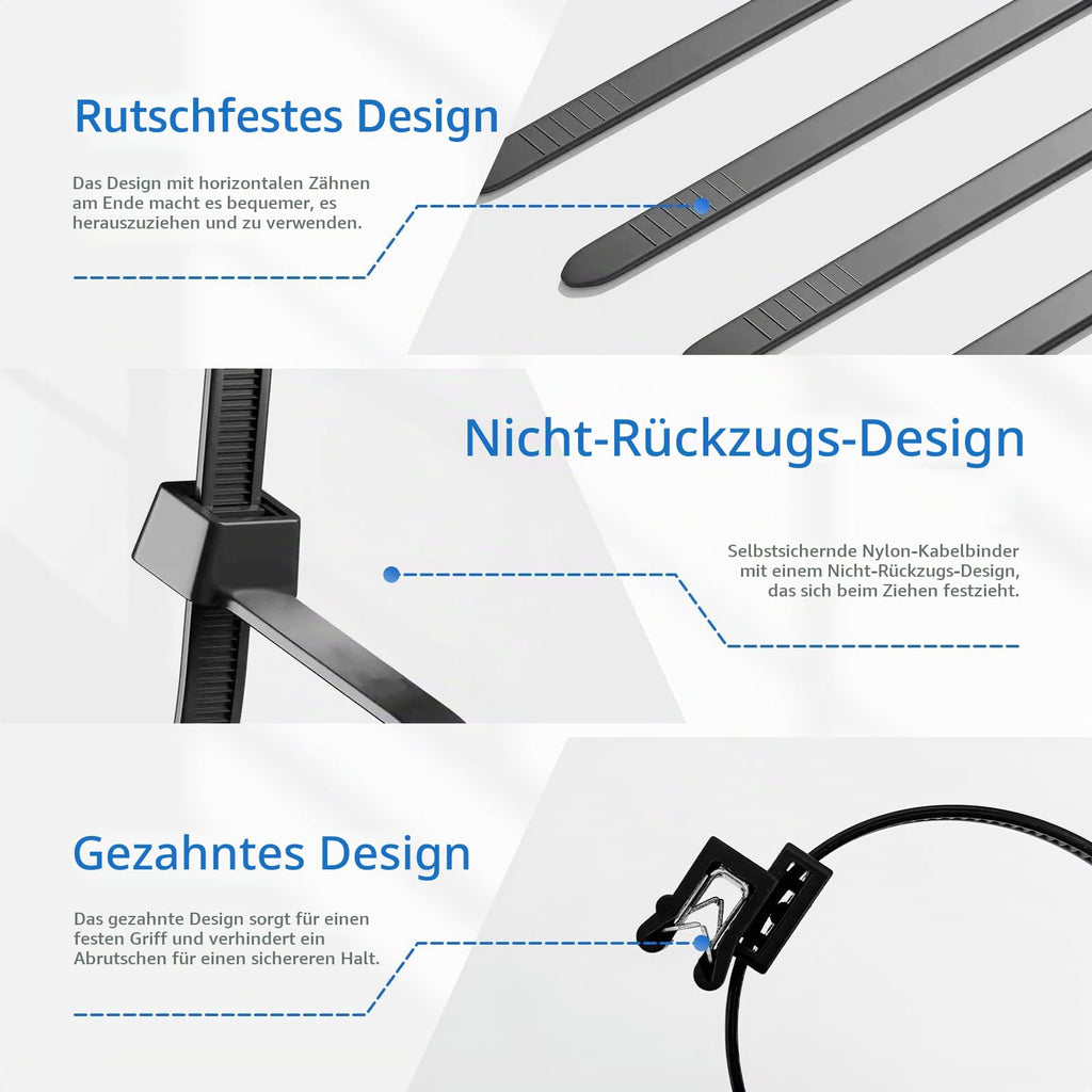 Kabelbinder mit Clip Kabelbinderhalter - 20X PV Kabelbinder UV Beständig mit Clip, Kabelbinder mit Randclip, Kabel binder mit Clip, für Solar Befestigungsclip, Solarmontageclip, Photovoltaik 20 CM