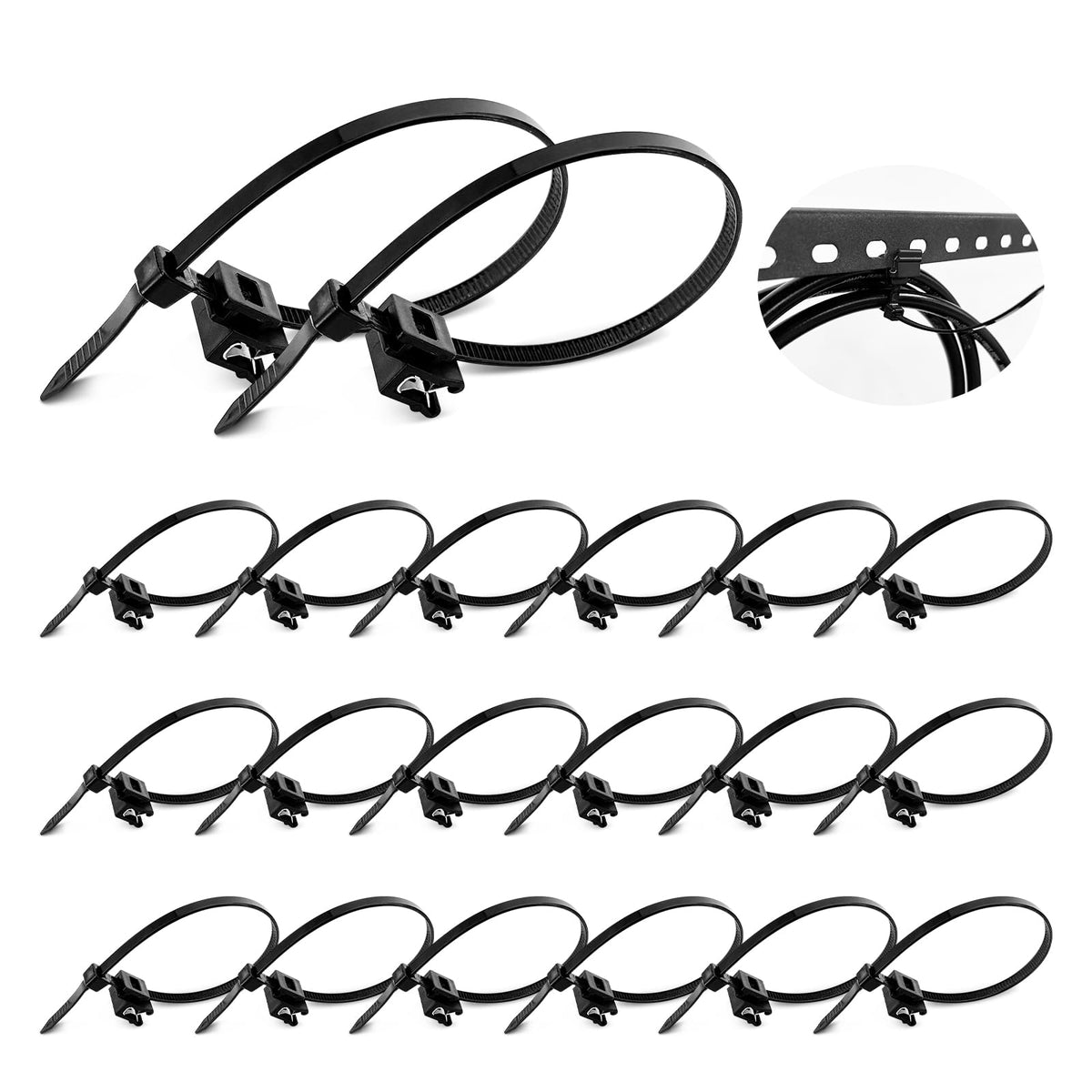 Kabelbinder mit Clip Kabelbinderhalter - 20X PV Kabelbinder UV Beständig mit Clip, Kabelbinder mit Randclip, Kabel binder mit Clip, für Solar Befestigungsclip, Solarmontageclip, Photovoltaik 20 CM