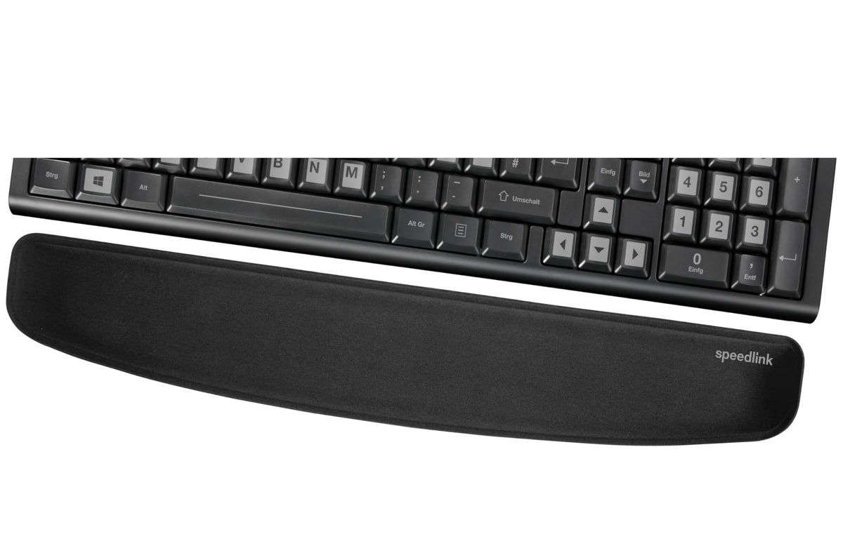 Speedlink SATEEN Wrist Rest – Ergonomische Tastatur Handgelenkauflage für Büro und Gaming – Handballenauflage mit Schaumstofffüllung, 53 x 3 x 10 cm, schwarz
