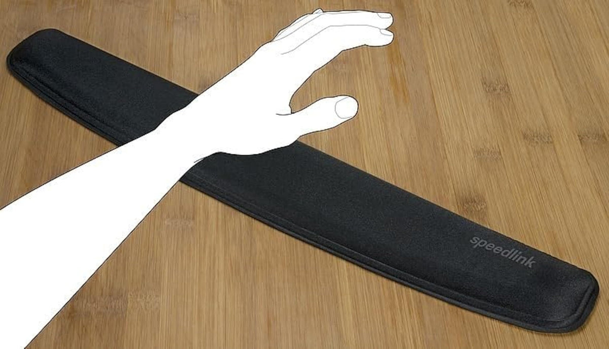 Speedlink SATEEN Wrist Rest – Ergonomische Tastatur Handgelenkauflage für Büro und Gaming – Handballenauflage mit Schaumstofffüllung, 53 x 3 x 10 cm, schwarz