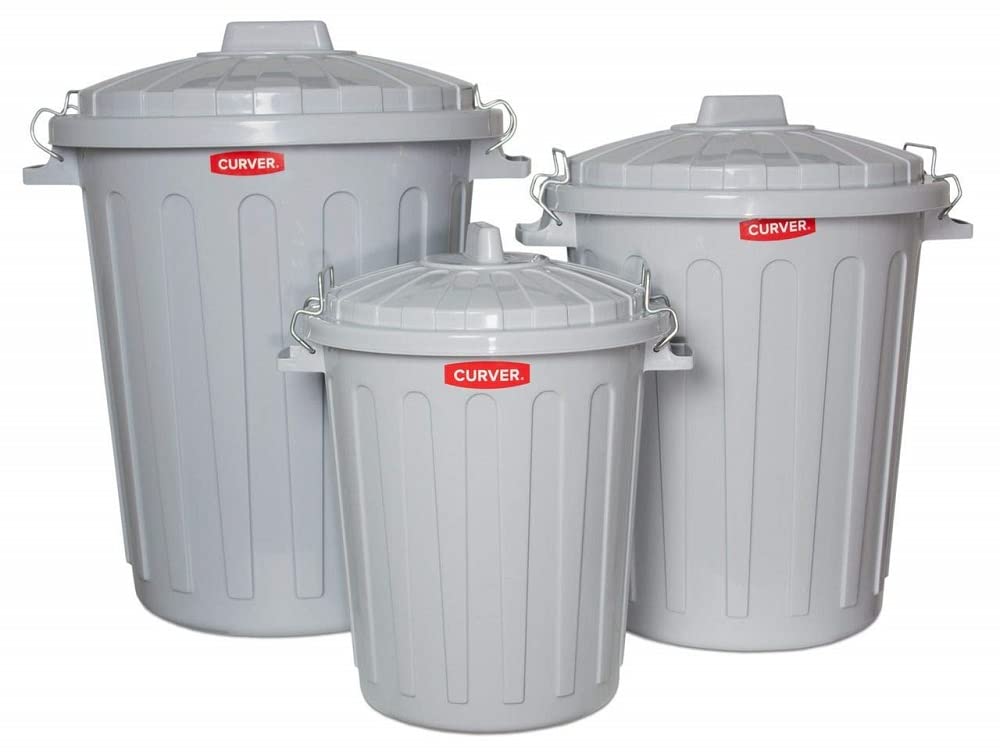 Curver 04128-Y25-41 Abfalltonne Oscar, Plastik, grau, 40 x 35 x 45 cm