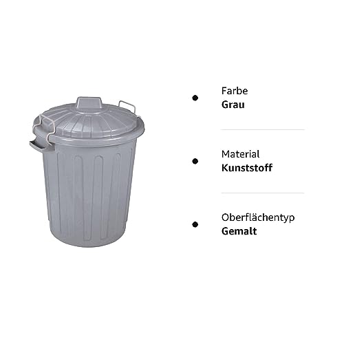 Curver 04128-Y25-41 Abfalltonne Oscar, Plastik, grau, 40 x 35 x 45 cm
