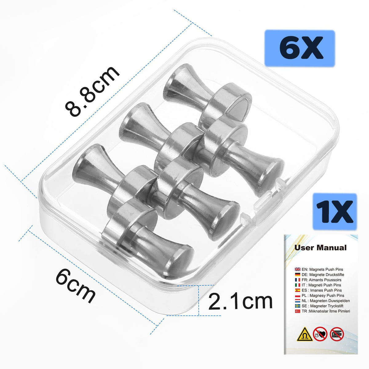 Neodym Magnete Extra Stark Groß, 6 Stück Magneten 20x25mm