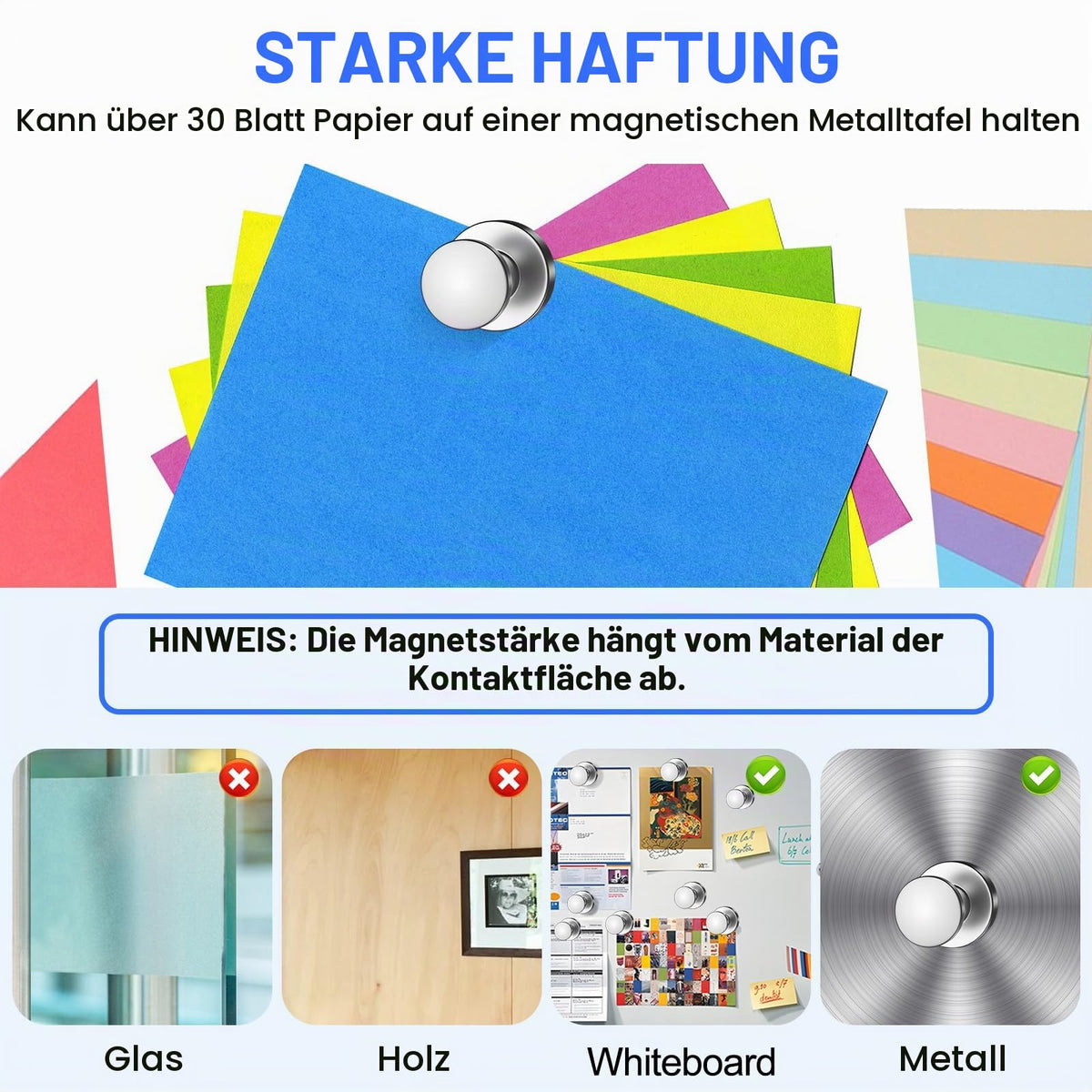 Neodym Magnete Extra Stark Groß, 6 Stück Magneten 20x25mm