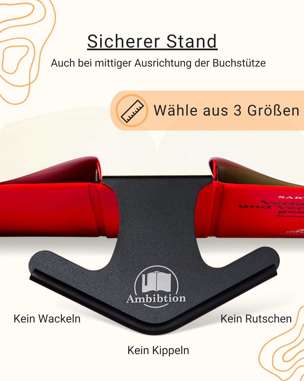 Schwenkbare Buchstütze kompatibel mit Habersack, Sartorius und Steuergesetze -richtlinien und -erlasse, Landesgesetze AMBIBTION (Schwarz) (M)