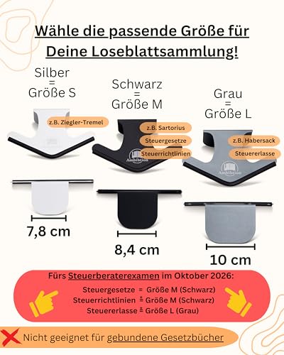Schwenkbare Buchstütze kompatibel mit Habersack, Sartorius und Steuergesetze -richtlinien und -erlasse, Landesgesetze AMBIBTION (Schwarz) (M)