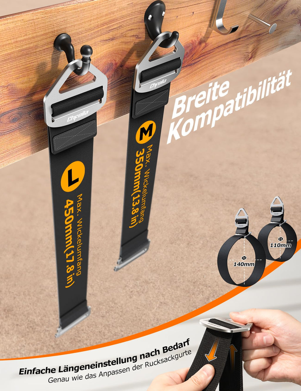 Verlängerungskabel-Organizer, 4er-Pack, mit Einhandbedienung, Verstellbar