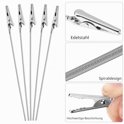 QWORK® 50 Stück Krokodilklemmen 15cm Metall Draht – Sicherer Memohalter & Fotohalter für Hochzeit, Tischdeko & Basteln