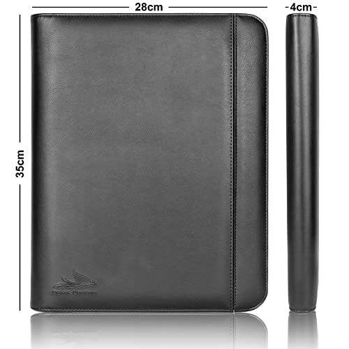 Business Schreibmappe A4 'Eagle' - Hochwertige Dokumentenmappe mit Tablet Halterung - inkl. Kreditkartenetui + EXTRAS - Business Organizer aus hochwertigem Kunstleder Schwarz