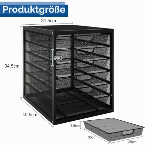 PUNCIA A4 Schubladenbox 6 Schubfächer Dokumentenablage Metall Briefablage
