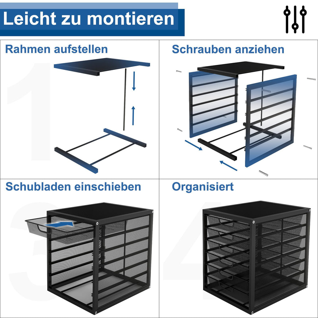 PUNCIA A4 Schubladenbox 6 Schubfächer Dokumentenablage Metall Briefablage