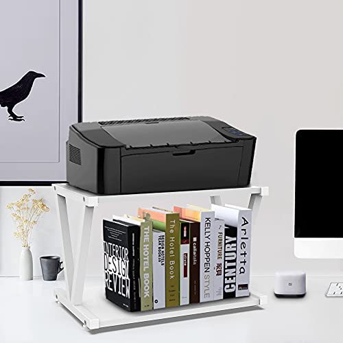VEDECASA Desktop Drucker Stand 2-Tier Unter Schreibtisch Holz Drucker Regal Rustikale industrielle Bauernhaus Holz Speicher Buvech Regal Tisch Organizer für Home Office Stilvolle Robuste (weiß)