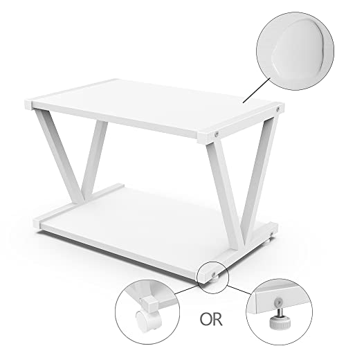 VEDECASA Desktop Drucker Stand 2-Tier Unter Schreibtisch Holz Drucker Regal Rustikale industrielle Bauernhaus Holz Speicher Buvech Regal Tisch Organizer für Home Office Stilvolle Robuste (weiß)