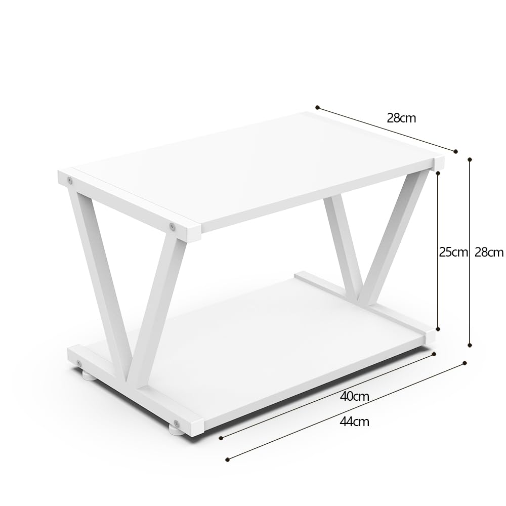 VEDECASA Desktop Drucker Stand 2-Tier Unter Schreibtisch Holz Drucker Regal Rustikale industrielle Bauernhaus Holz Speicher Buvech Regal Tisch Organizer für Home Office Stilvolle Robuste (weiß)