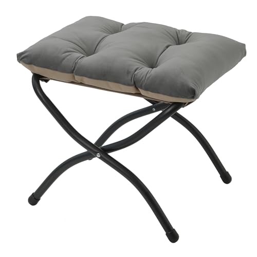 Klappbares Ottoman, 38cm Klappbares Fußstütz-Stool, Tragbares kleines Fußstool für Couch, Zusammenklappbares Fußstütz-Ottoman für Sofa, Akzent-Polster-Ottomans für Wohnzimmer, Schlafzimmer, Dunkelgrau