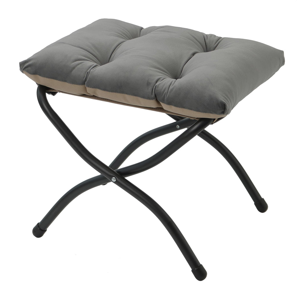 Klappbares Ottoman, 38cm Klappbares Fußstütz-Stool, Tragbares kleines Fußstool für Couch, Zusammenklappbares Fußstütz-Ottoman für Sofa, Akzent-Polster-Ottomans für Wohnzimmer, Schlafzimmer, Dunkelgrau