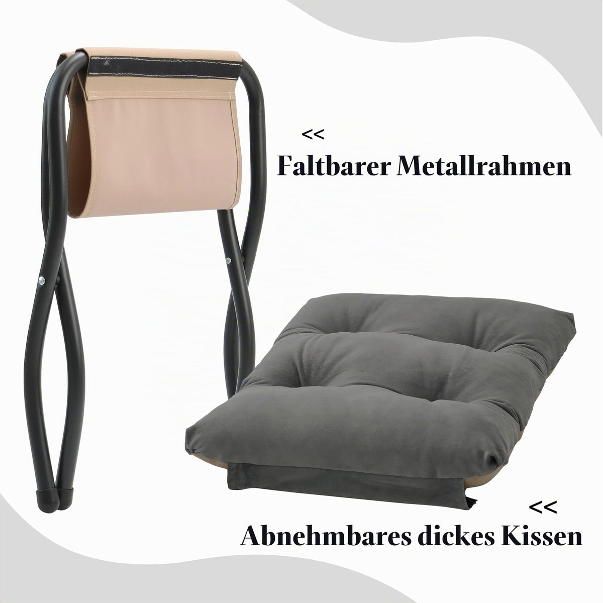 Klappbares Ottoman, 38cm Klappbares Fußstütz-Stool, Tragbares kleines Fußstool für Couch, Zusammenklappbares Fußstütz-Ottoman für Sofa, Akzent-Polster-Ottomans für Wohnzimmer, Schlafzimmer, Dunkelgrau