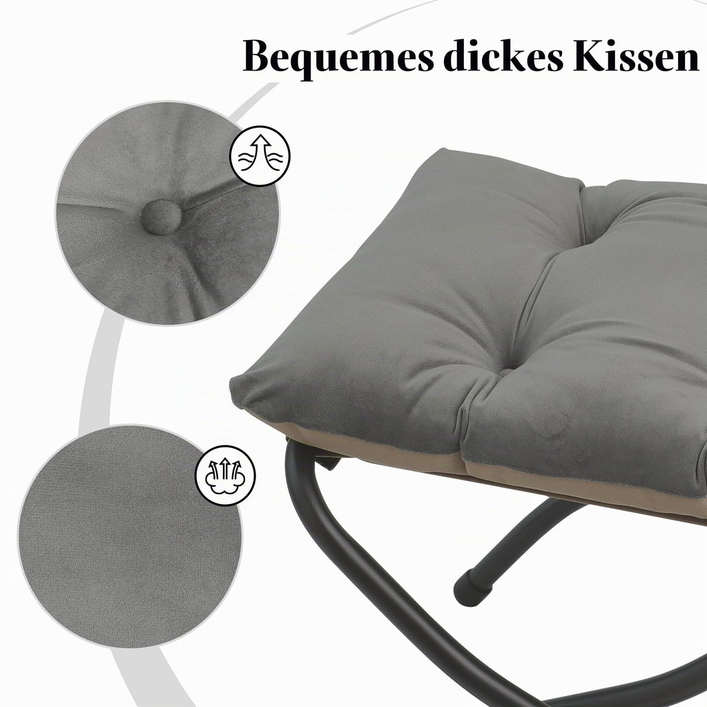 Klappbares Ottoman, 38cm Klappbares Fußstütz-Stool, Tragbares kleines Fußstool für Couch, Zusammenklappbares Fußstütz-Ottoman für Sofa, Akzent-Polster-Ottomans für Wohnzimmer, Schlafzimmer, Dunkelgrau