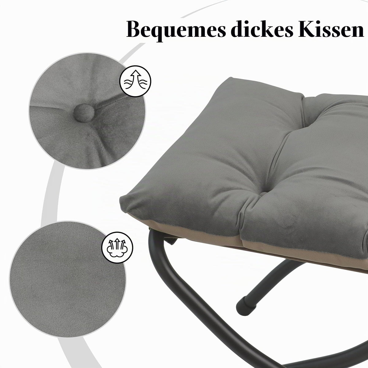 Klappbares Ottoman, 38cm Klappbares Fußstütz-Stool, Tragbares kleines Fußstool für Couch, Zusammenklappbares Fußstütz-Ottoman für Sofa, Akzent-Polster-Ottomans für Wohnzimmer, Schlafzimmer, Dunkelgrau