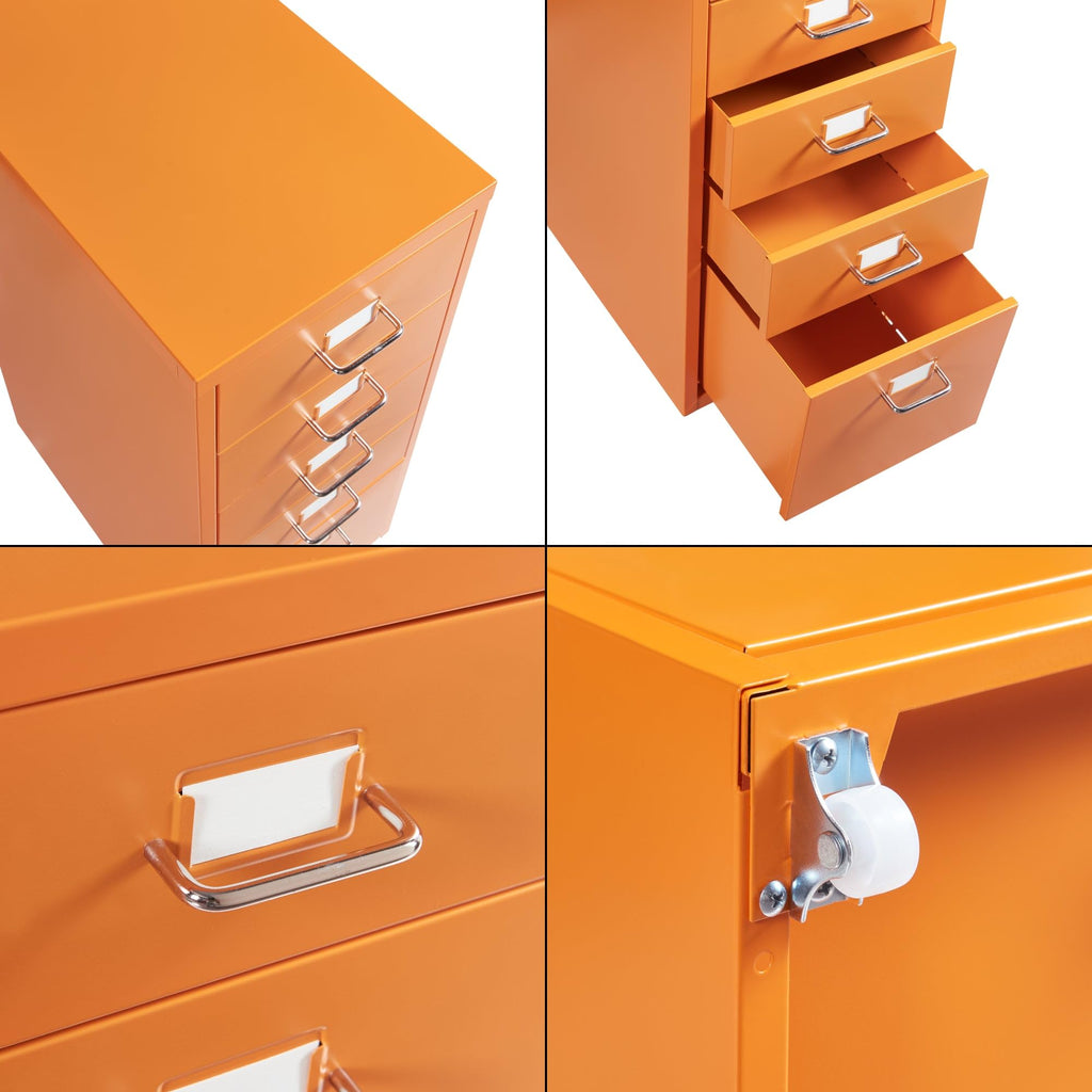 Helloshop26 Büroschrank, Rollschrank, mit 5 Schubladen, 69 x 28 x 41 cm, Orange 03_0009103