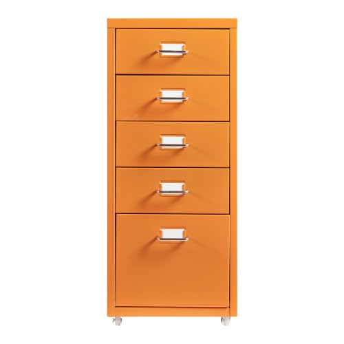 Helloshop26 Büroschrank, Rollschrank, mit 5 Schubladen, 69 x 28 x 41 cm, Orange 03_0009103