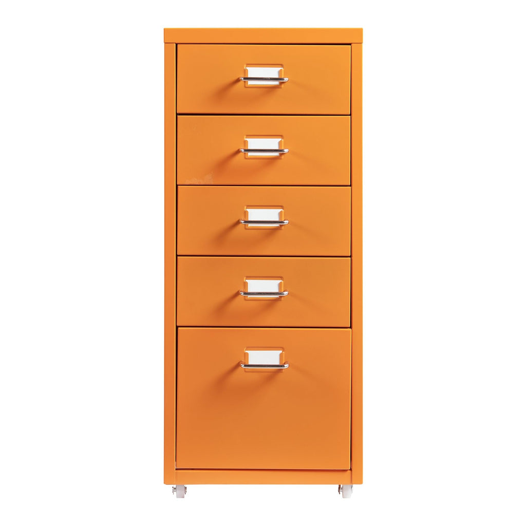Helloshop26 Büroschrank, Rollschrank, mit 5 Schubladen, 69 x 28 x 41 cm, Orange 03_0009103