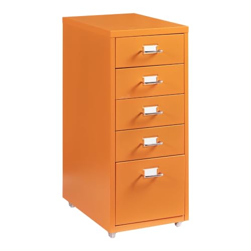 Helloshop26 Büroschrank, Rollschrank, mit 5 Schubladen, 69 x 28 x 41 cm, Orange 03_0009103