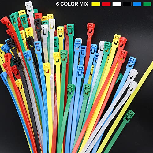 100 Stück Kabelbinder Wiederverschließbar 200 x 4.8 mm, Kabelbinder Bunte Set-UV beständig & Reißfest-Farbiges Nylon-Rot/Gelb/Blau/Grün/Schwarz/Weiß