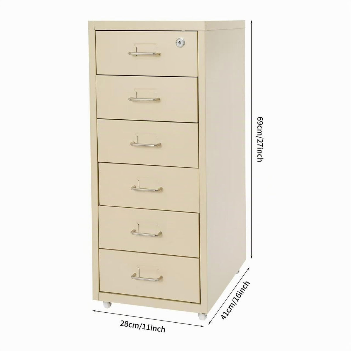 Aktenschrank 6 Schubladen Rollcontainer Abschließbarer Schrank