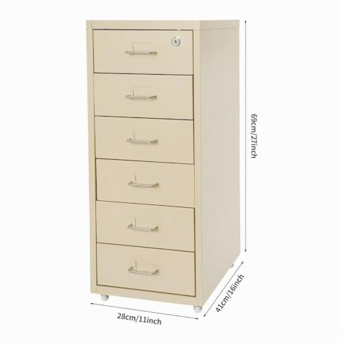 Aktenschrank 6 Schubladen Rollcontainer Abschließbarer Schrank