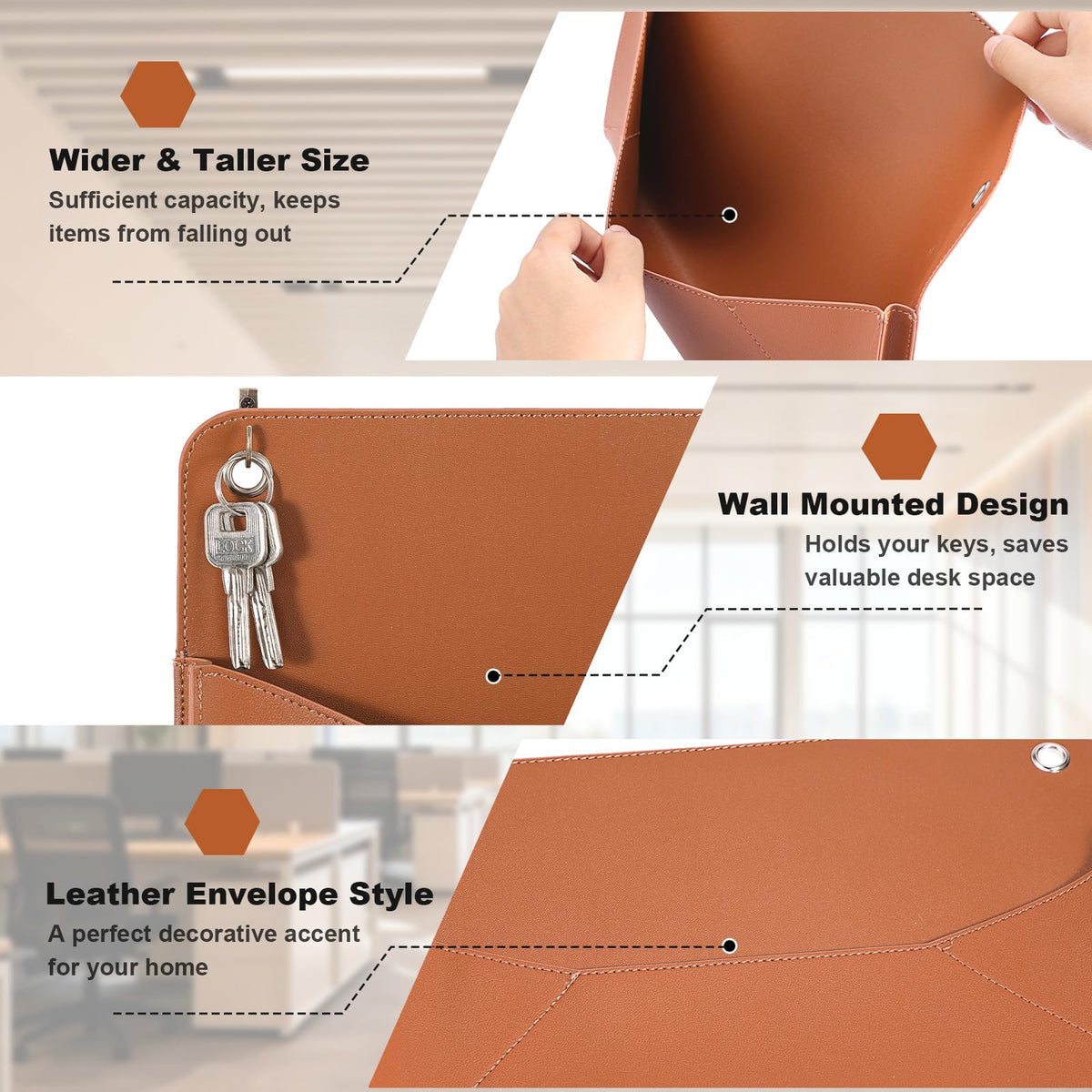 Leder Dokumententasche A4 Hängend Zeitschriftenständer 34x24,5cm