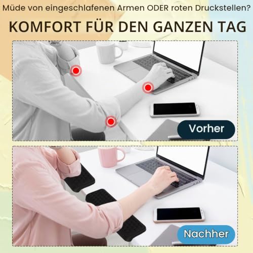 2 Stück Armauflage Schreibtisch,L-Förmige Ellenbogenauflage und Handgelenkauflage,Memory Foam Schreibtisch Edgerest,Rutschschutz Ergonomische Unterarmauflage für Büro,Gaming Home Office Tischkante